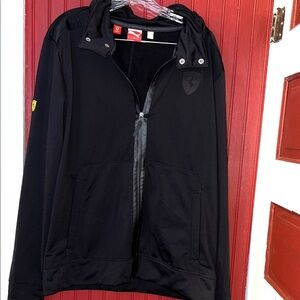 Black Men's Puma Ferrari Track Jacket With Hood- Large